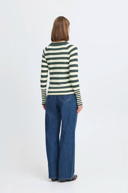 Byoung Orla Fine Knit in Forest Green stripe 20815301
