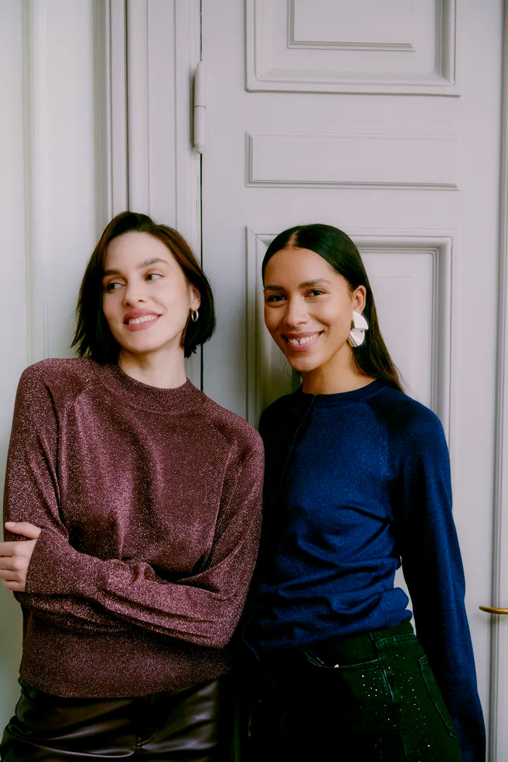 BYoung Crew neck Shimmer Knit in Fudge