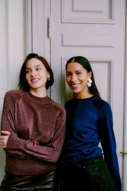 BYoung Crew neck Shimmer Knit in Fudge