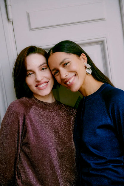 BYoung Crew neck Shimmer Knit in Fudge