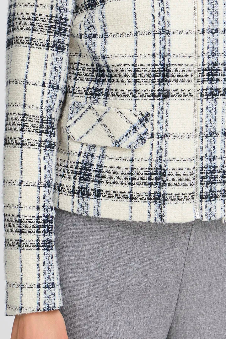 Fransa Cream with navy check bouclé jacket 20615883