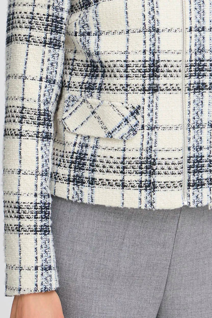 Fransa Cream with navy check bouclé jacket 20615883