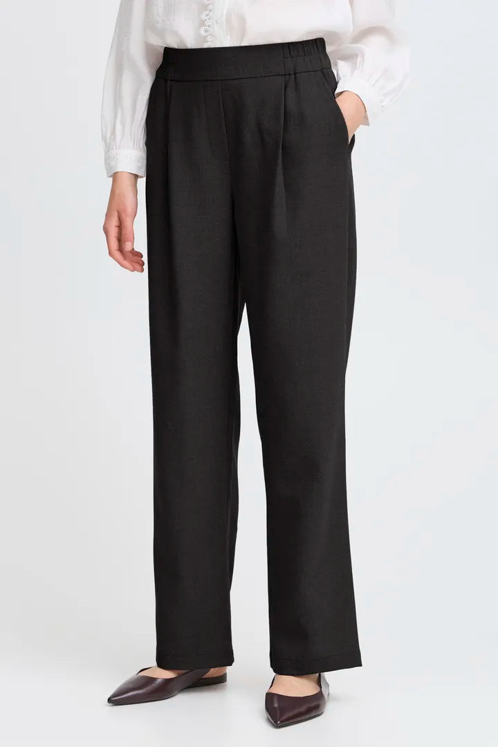 Fransa Abigail Black Trouser with back elasticated waistband  20615930