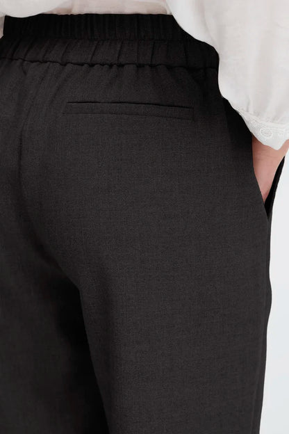 Fransa Abigail Black Trouser with back elasticated waistband  20615930