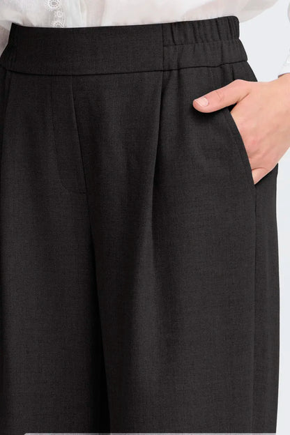 Fransa Abigail Black Trouser with back elasticated waistband  20615930