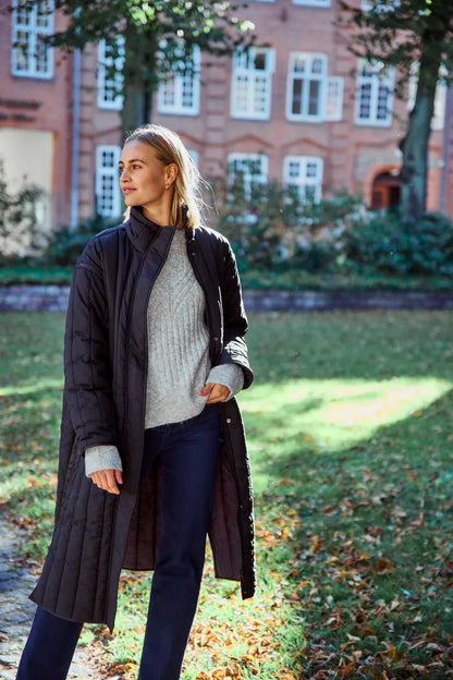 Fransa Long black Quilted Coat 20615637
