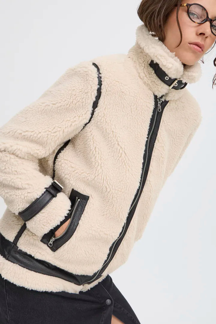Byoung Shearling Jacket with black trim 20816104