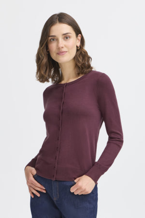 Fransa Basic round neck cardigan 20604187
