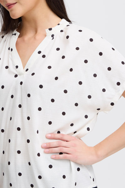 Fransa Polka Dot Short Sleeve blouse Black White 20613491 1