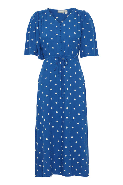 Fransa Polka dot Midi Dress with drawstring waist and pockets20613496 1