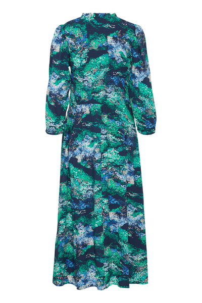 Fransa Shirred Maxi dress in Blue Green Print  20613512 Blue