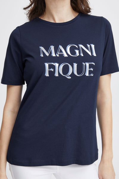 Fransa "Magnifque" Cotton T Shirt. White or Navy 20613642