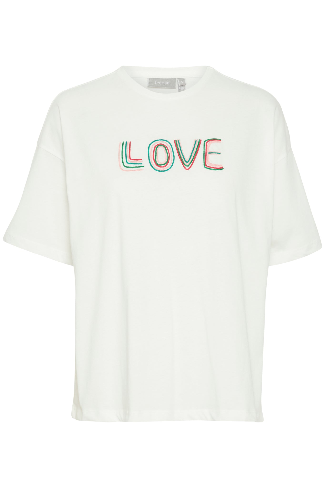 Fransa Cotton Love Logo Round Neck Short Sleeve T Shirt