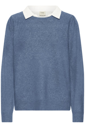 Cosy jumper with attached shirt collar 20615977