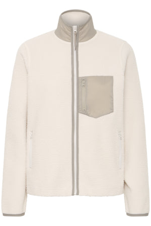 Fransa  Full zip fleece jacket with contrast pocket and trim  20617345