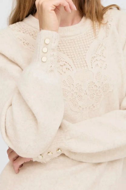 Fransa Ellen Knit Jumper with pretty lace detail 20617083