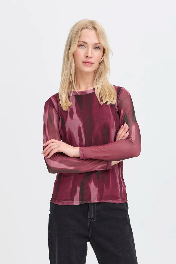 Byoung lightweight knit in Burgundy abstract print  20816335
