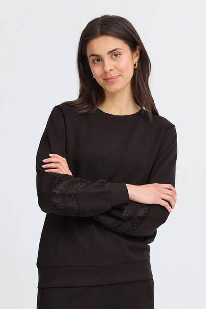 Fransa Aurora Cotten blend Sweatshirt with cut out arm details 20617209