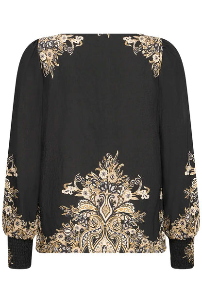 Fransa Baroque print blouse in Black or cream 20617327