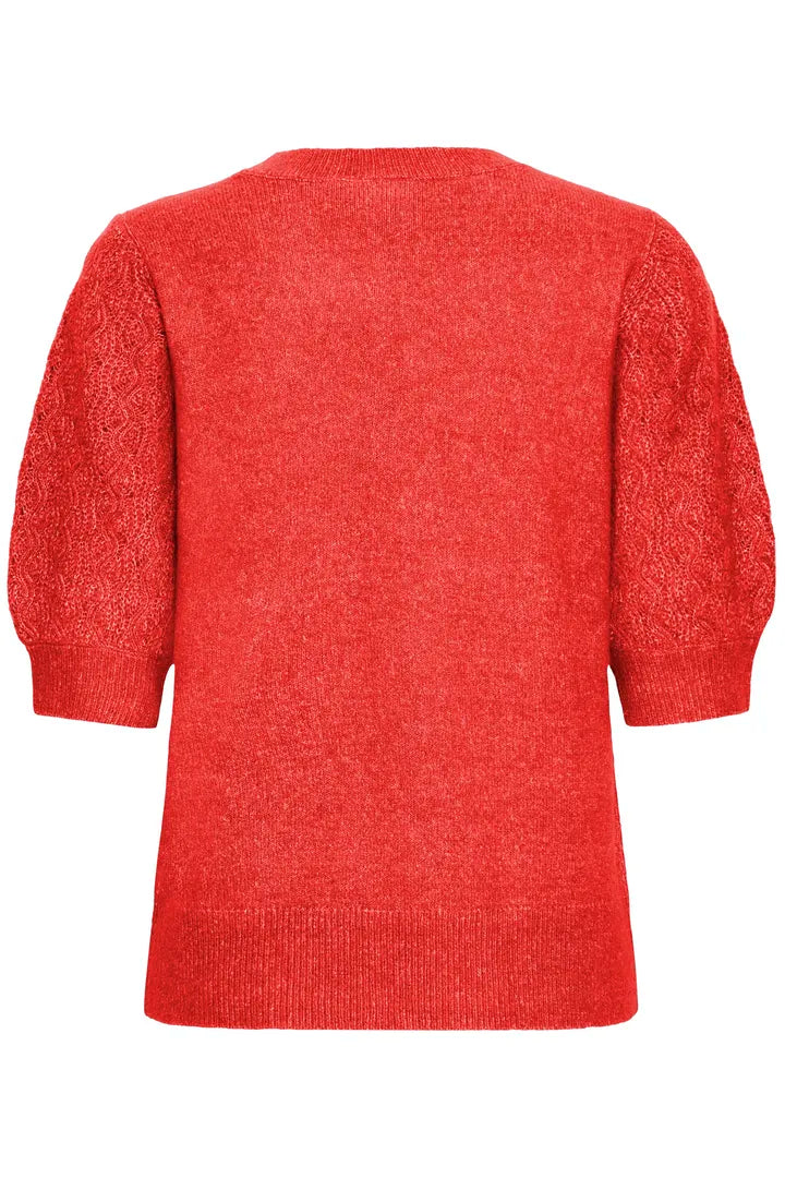 Kanva Short Sleeve Knit with crochet sleeve detail