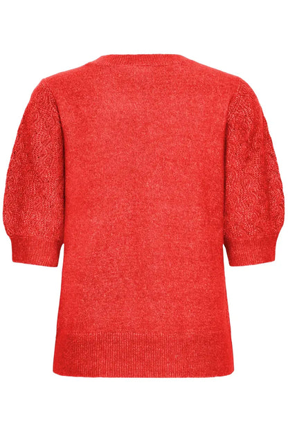 Kanva Short Sleeve Knit with crochet sleeve detail