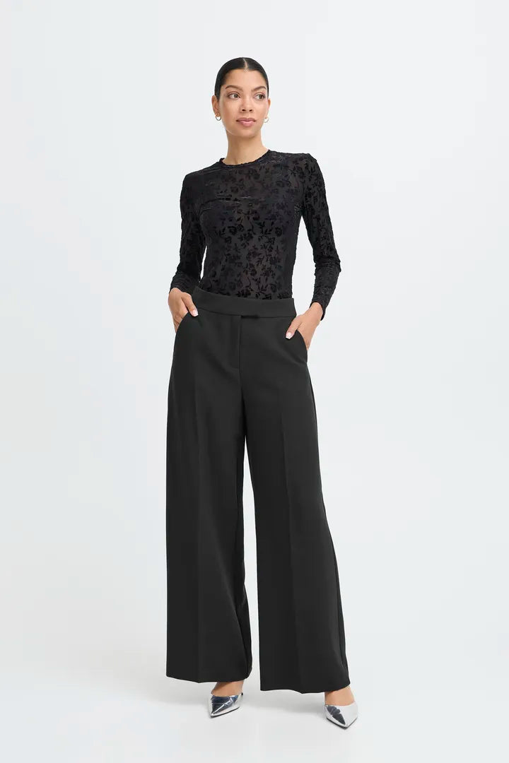 Byoung Wide Leg Trousers in True Black 20818341
