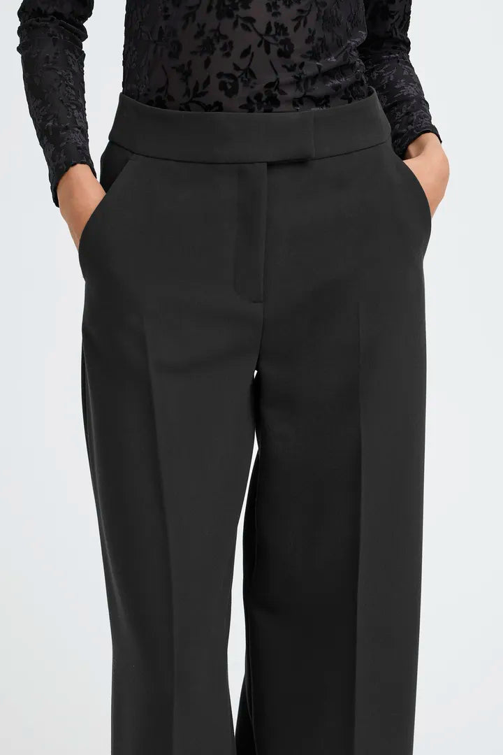 Byoung Wide Leg Trousers in True Black 20818341