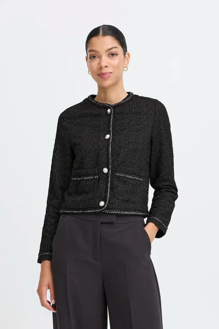 BYoung Tweed look knit jacket with shimmer  20818237
