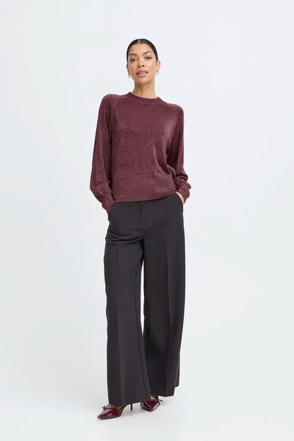 BYoung Crew neck Shimmer Knit in Fudge