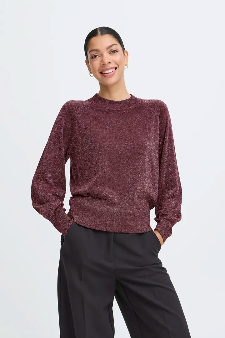 BYoung Crew neck Shimmer Knit in Fudge