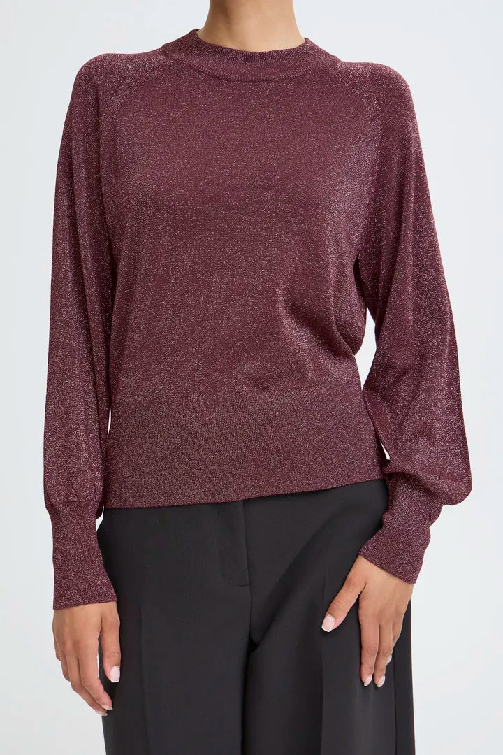BYoung Crew neck Shimmer Knit in Fudge
