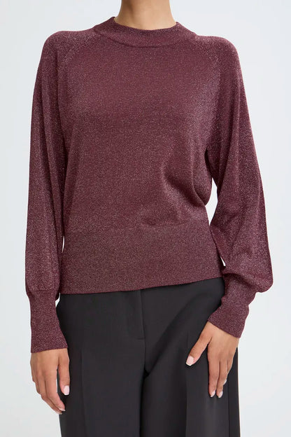 BYoung Crew neck Shimmer Knit in Fudge