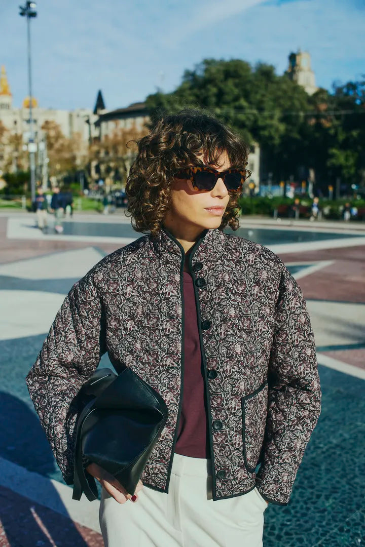 Fransa Paisley print soft quilted jacket 20617085