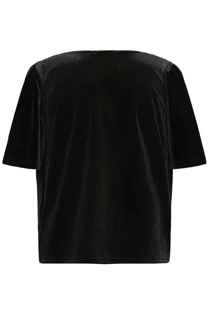 Byoung Plush Velvet Cowl neck top in True Black 20818316