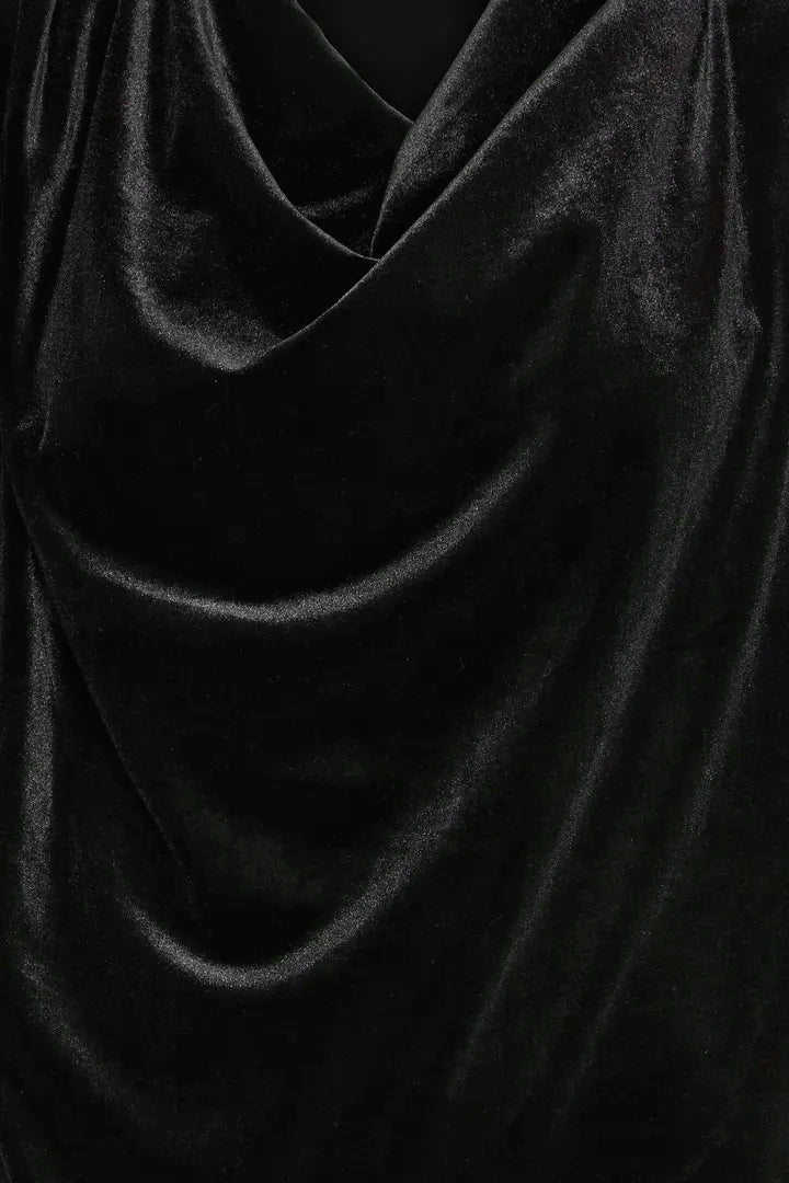 Byoung Plush Velvet Cowl neck top in True Black 20818316