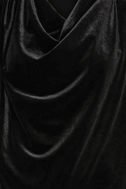 Byoung Plush Velvet Cowl neck top in True Black 20818316