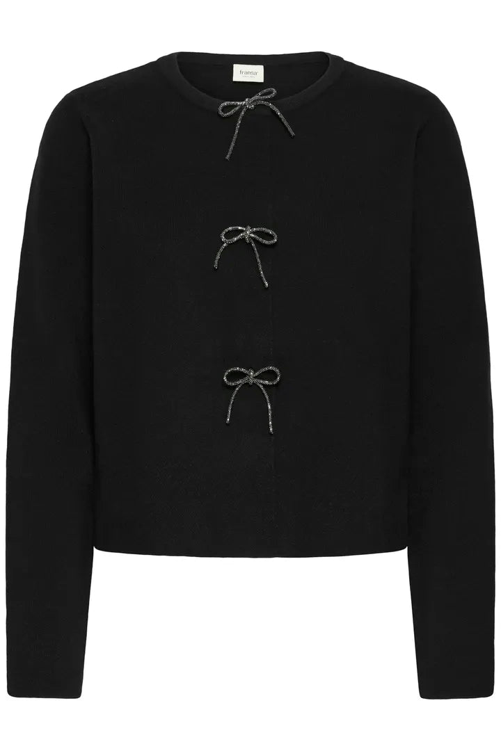 Fransa Long sleeve Cardigan with Glitter bow detail 20617318