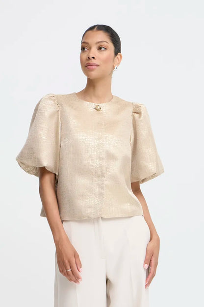 Byoung Dariella jacket with puff sleeve in Gold 20818387