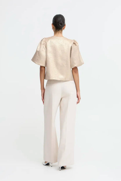 Byoung BYDENOA High waist straight leg Ecru Trousers 20818352