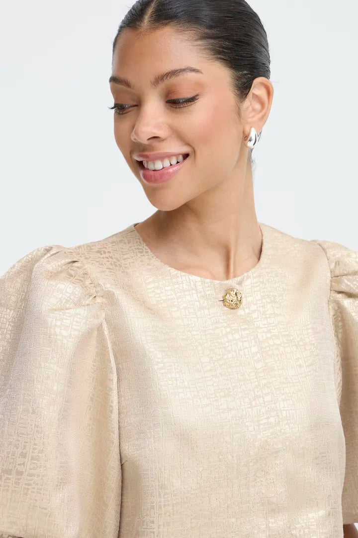 Byoung Dariella jacket with puff sleeve in Gold 20818387