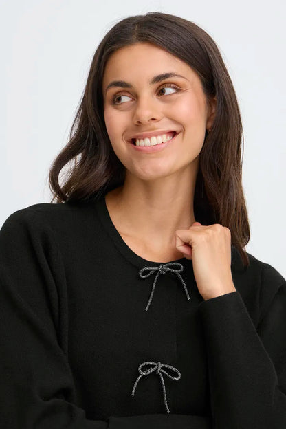 Fransa Long sleeve Cardigan with Glitter bow detail 20617318