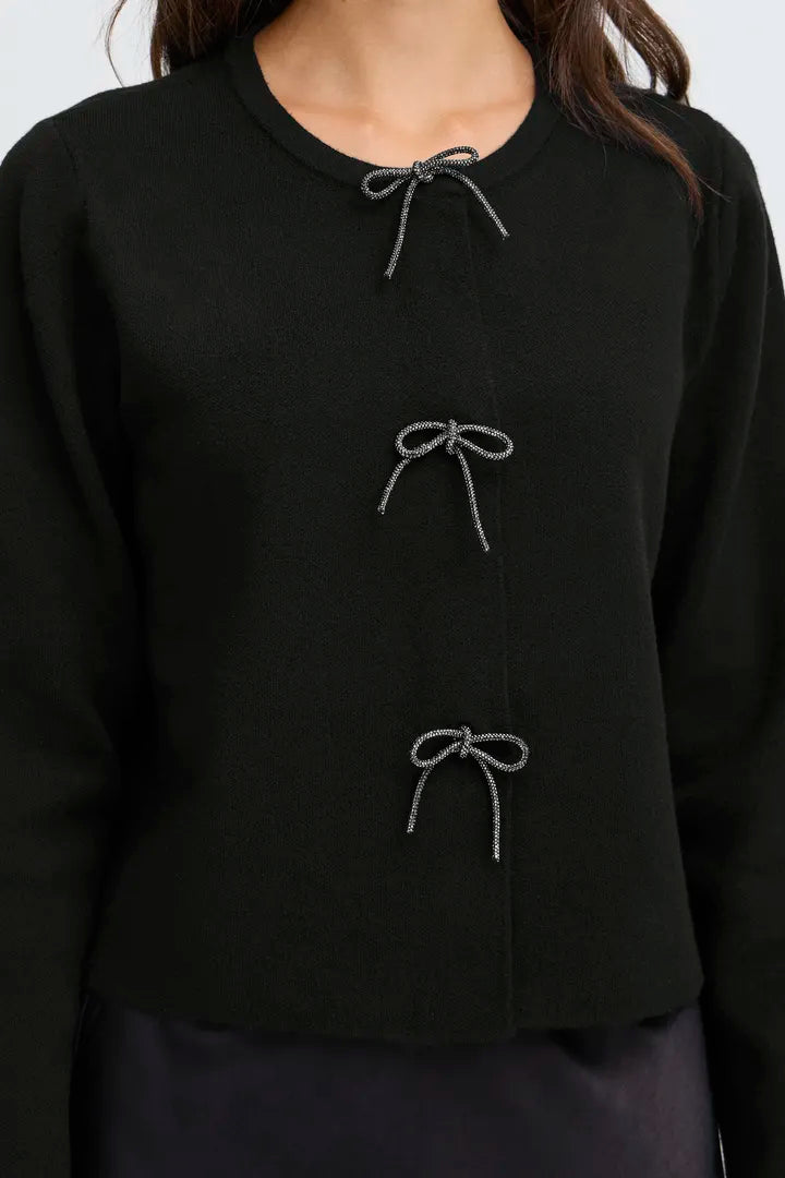 Fransa Long sleeve Cardigan with Glitter bow detail 20617318