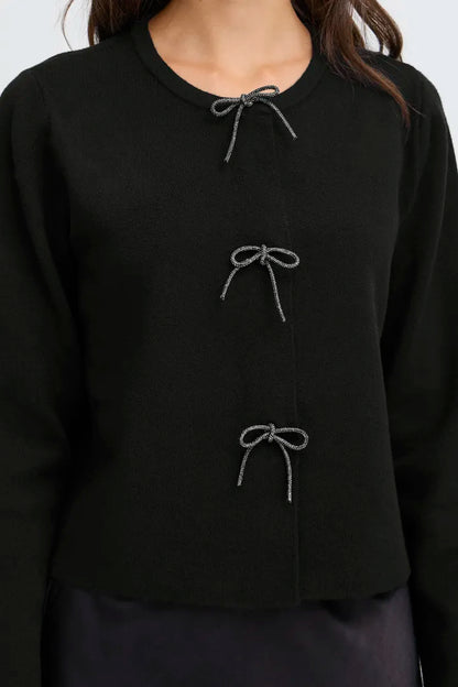 Fransa Long sleeve Cardigan with Glitter bow detail 20617318