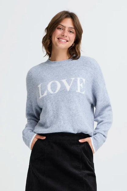 Fransa Baby blue jumper with Love Logo