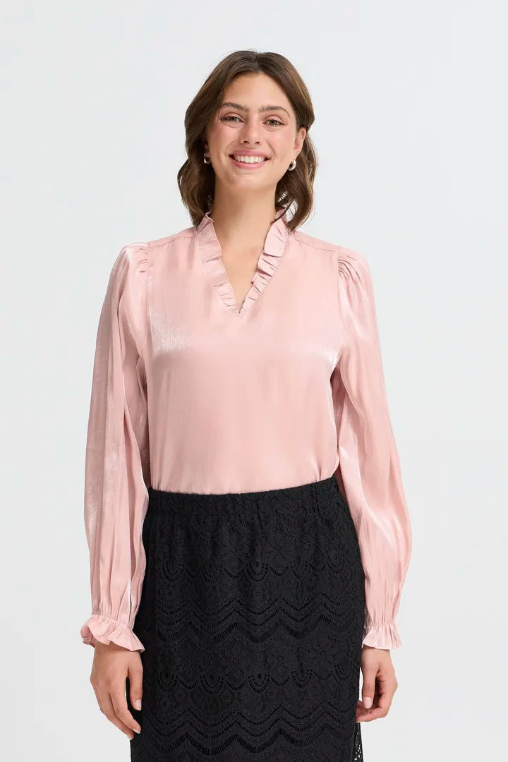 Fransa Yolanda Blouse with iridescent shimmer in ivory for Pale Mauve 20617297