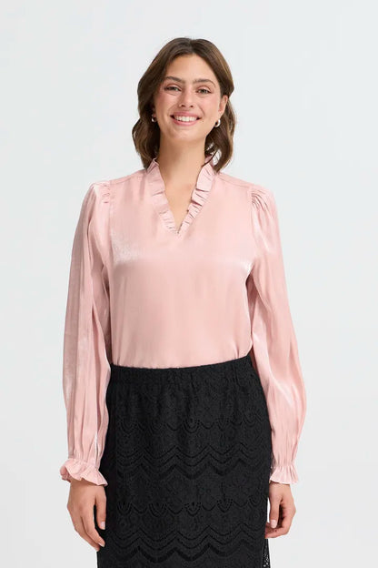 Fransa Yolanda Blouse with iridescent shimmer in ivory for Pale Mauve 20617297