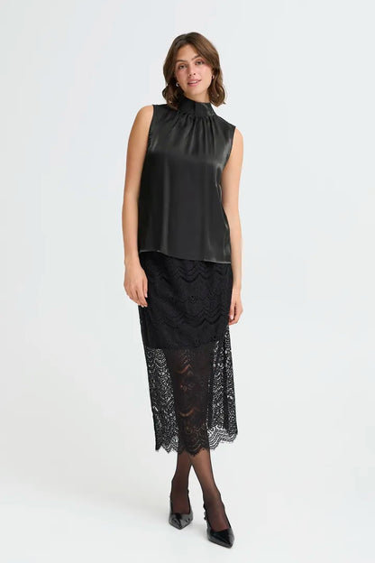 Fransa high neck Sleeveless blouse with iridescent shimmer  20617296