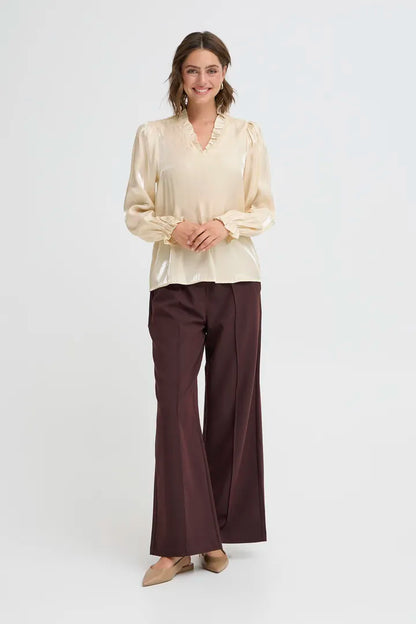 Fransa Yolanda Blouse with iridescent shimmer in ivory for Pale Mauve 20617297
