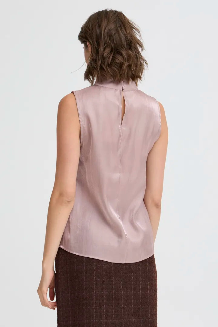 Fransa high neck Sleeveless blouse with iridescent shimmer  20617296