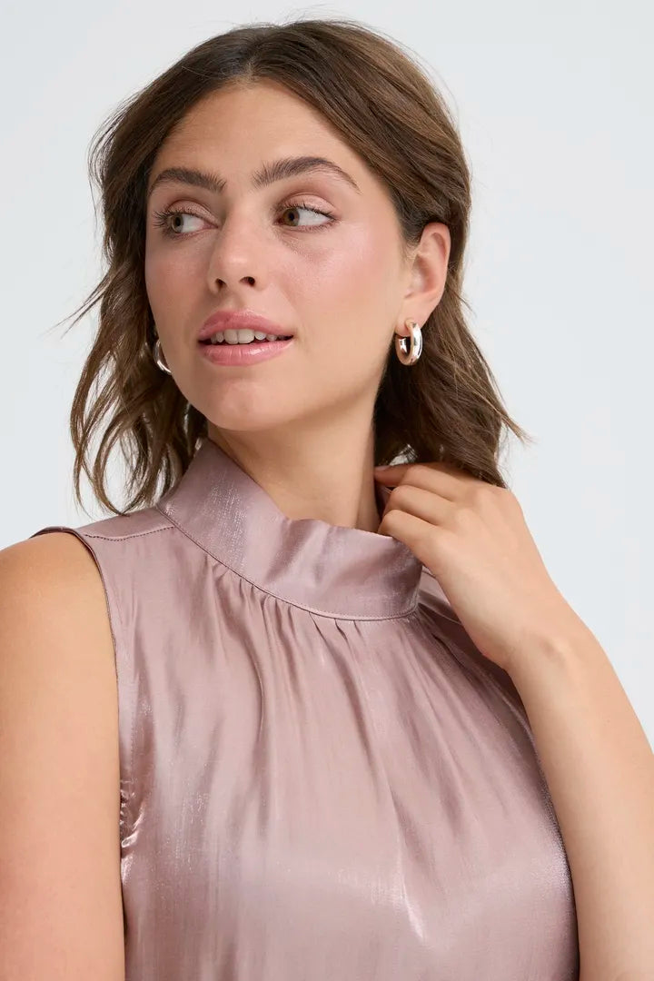 Fransa high neck Sleeveless blouse with iridescent shimmer  20617296